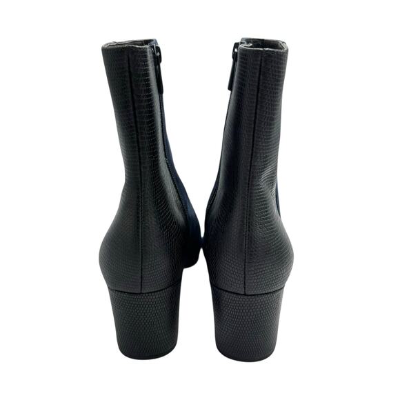 Donald J Pliner Jia Navy Suede Leather Textured Crocodile Square Toe Ankle Boots - Picture 6 of 10